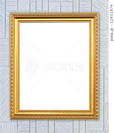 blank golden frame on modern wall 12431974