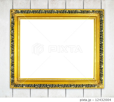 blank golden frame on wood wall blank golden frame on wood wall 12432004
