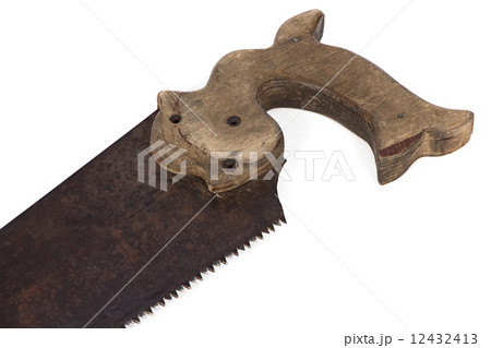 Image of handsaw with wood handle 12432413