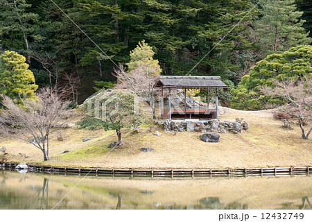 修学院離宮　上離宮　浴龍池万松塢の腰掛 12432749