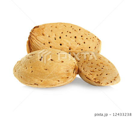 Almond nut in shell isolated on a white background. 12433238