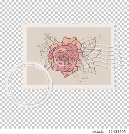 blank post stamp with rose . Vintage style  12433505