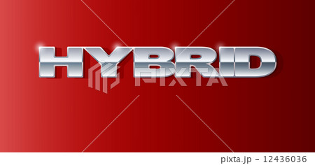 Silver letters Hybrid on metallic glossy surface. Silver letters Hybrid on metallic glossy surface. 12436036