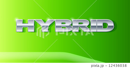 Silver letters Hybrid on metallic glossy surface. Silver letters Hybrid on metallic glossy surface. 12436038