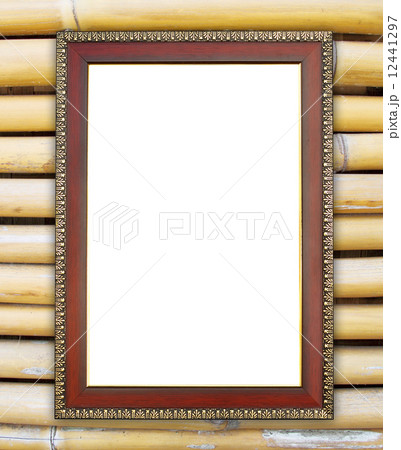 wood frame on bamboo wall 12441297