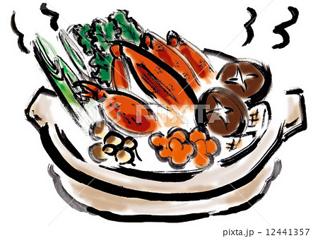 カニ鍋 鍋物 蟹鍋 かに鍋 かに カニ 蟹 鍋料理 手書き 手描きのイラスト素材