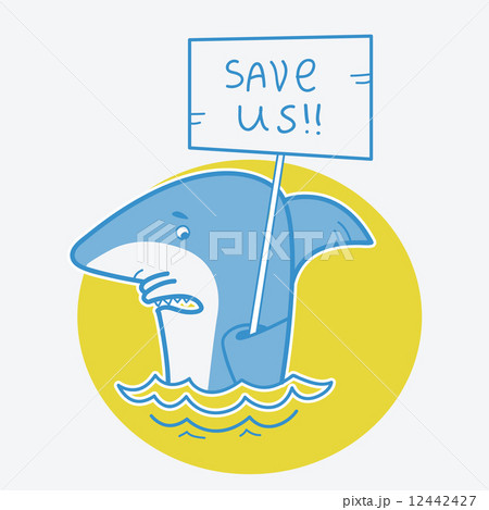 Save sharks.Vector card illustration on white 12442427