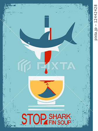 Stop fin soup.Vector poster on old paper texture 12442428