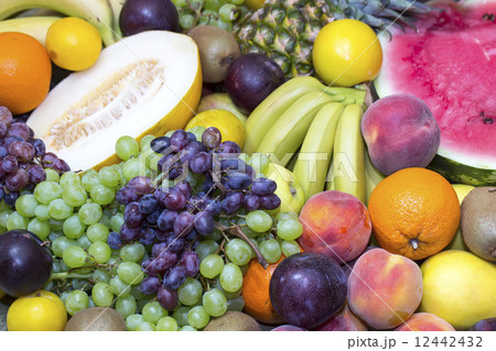 background of fresh fruits bunch berry, banana 12442432
