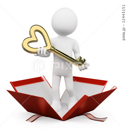 3D white people. Man giving the key of her heart 3D white people. Man giving the key of her heart 12443151