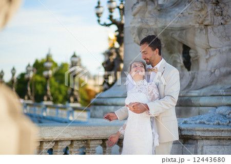 Just married couple on the Alexandre III bridge 12443680