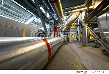 Industrial pipes in a thermal power plant Industrial pipes in a thermal power plant 12444312