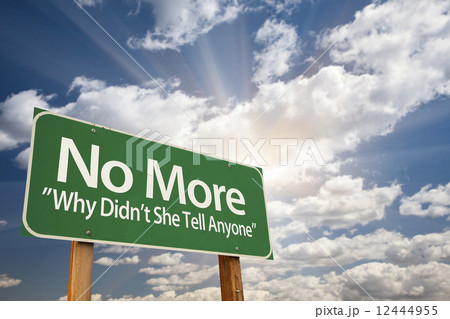 No More Why Didn't She Tell Anyone Green Road Sign 12444955
