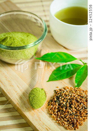 powdered green tea on bamboo napkin texture powdered green tea on bamboo napkin texture 12452556