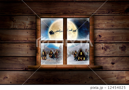Composite image of window in wooden room 12454025