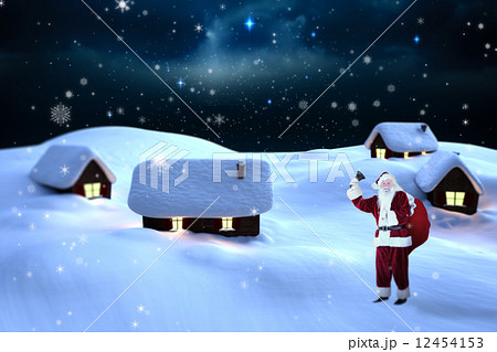 Composite image of santa claus ringing bell 12454153