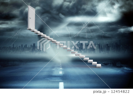 Composite image of stairs leading to door 12454822