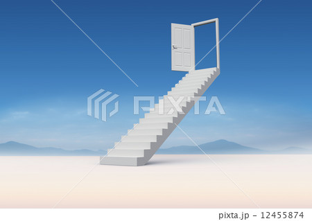 Composite image of stairs leading to door 12455874