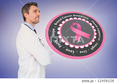 Doctor with breast cancer awareness message 12456126