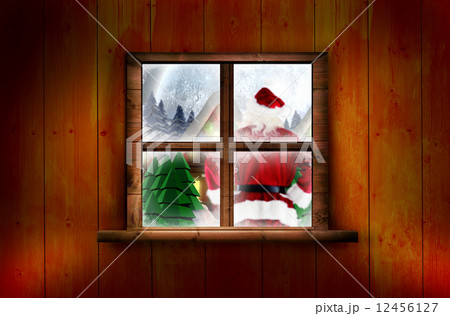 Composite image of santa delivery presents to village 12456127