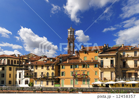 Houses and Lamberti Tower - Verona Italy 12458357