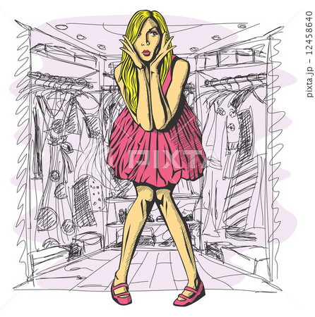 Vector Surprised Blonde in Pink Dress 12458640
