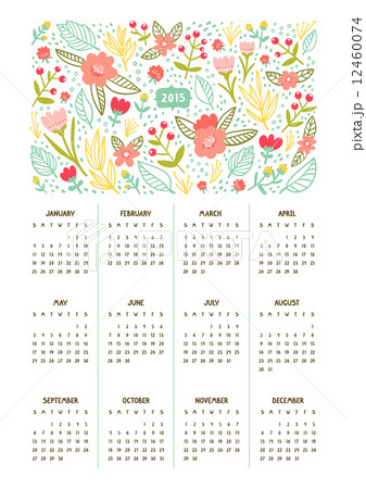 Beautiful floral calendar for year 2015 Beautiful floral calendar for year 2015 12460074