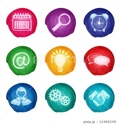 Watercolor business icons round 12460249