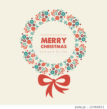 Merry Christmas wreaths design with text 12460651