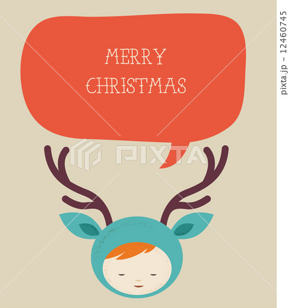 Christmas cute girl deer with speech bubble 12460745