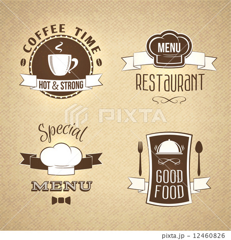 Restaurant menu emblems set texturedのイラスト素材 [12460826] - PIXTA