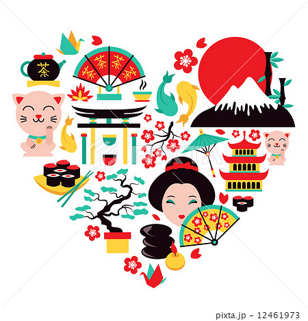 Japan Symbols Heartのイラスト素材
