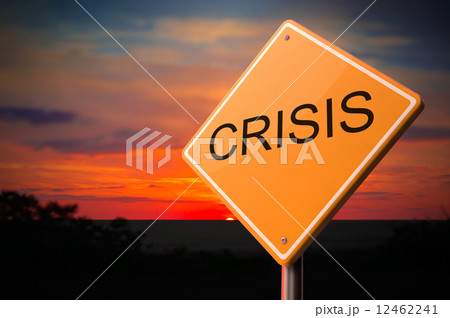 Crisis Inscription on Warning Road Sign. Crisis Inscription on Warning Road Sign. 12462241