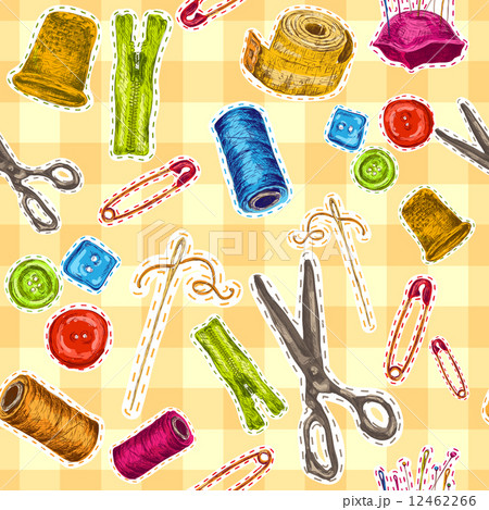 Sewing sketch seamless pattern Sewing sketch seamless pattern 12462266