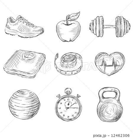 Fitness sketch icons 12462306