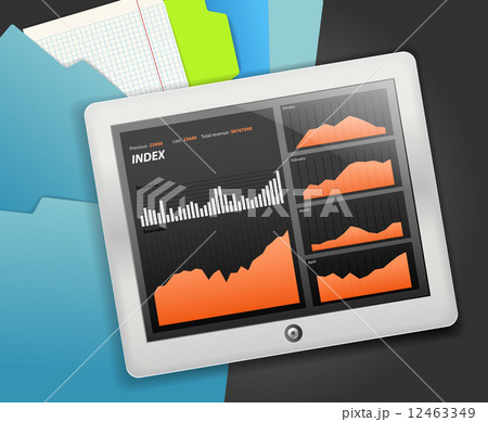 Modern touch gadget with graphics of income 12463349