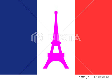 フランス国旗とエッフェル塔のイラスト素材