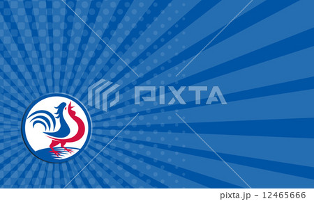 Business card Chicken Rooster Crowing Circle Retro 12465666