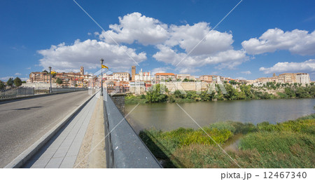 Tordesillas, a town in Spain with Duero River and bridge 12467340