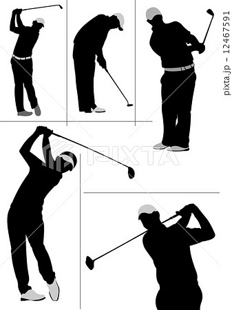 Set of golfer players silhouettes. Vector illustration 12467591