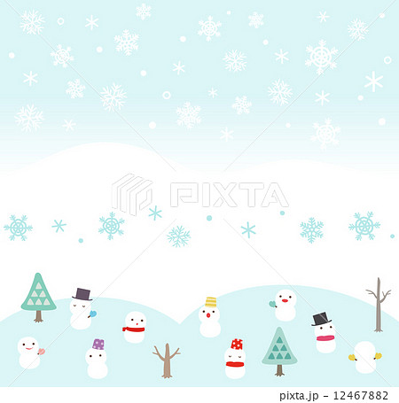 雪と雪だるまのフレームのイラスト素材 [12467882] - PIXTA