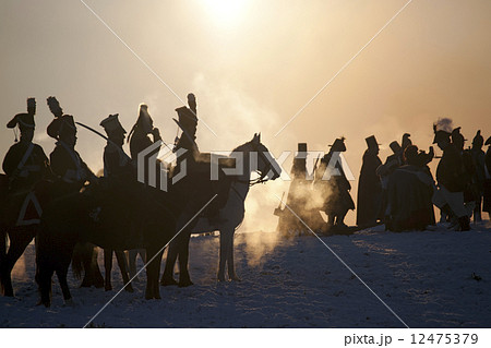 Warrior silhouettes, Battle of Austerlitz, Tvarozna, Czech repub Warrior silhouettes, Battle of Austerlitz, Tvarozna, Czech repub 12475379
