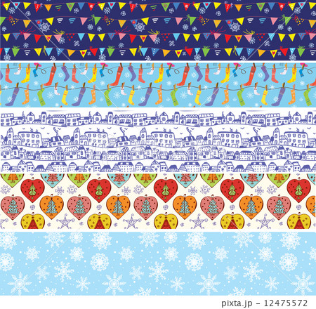 Christmas banners set with pattern of snow, decorations 12475572