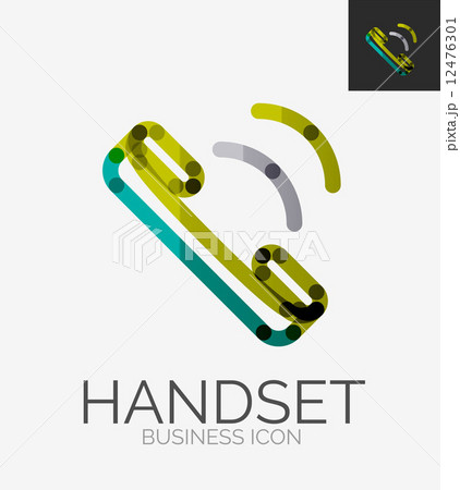 Minimal line design logo, phone handset icon 12476301