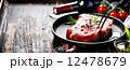 Raw beef steak and wine 12478679