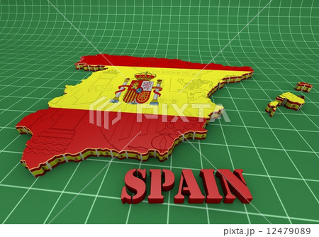 Map of SPAIN with flag 12479089
