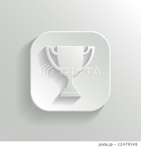 Trophy cup icon - vector white app button 12479549