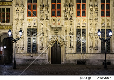 House details on Burg square in Bruges, Belgium 12485607