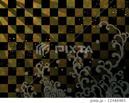 和風アールデコ背景－波（横位置） 12486965