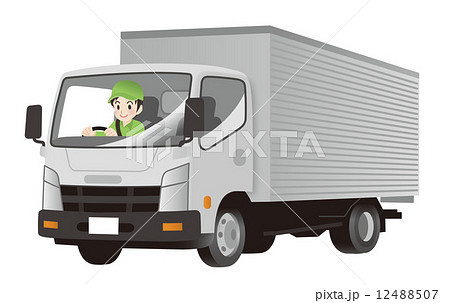 トラックを運転する男性のイラスト素材